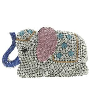 3519 Elephant Clutch Purse Animal Rhinestone Evening Handbags Bridal Party
